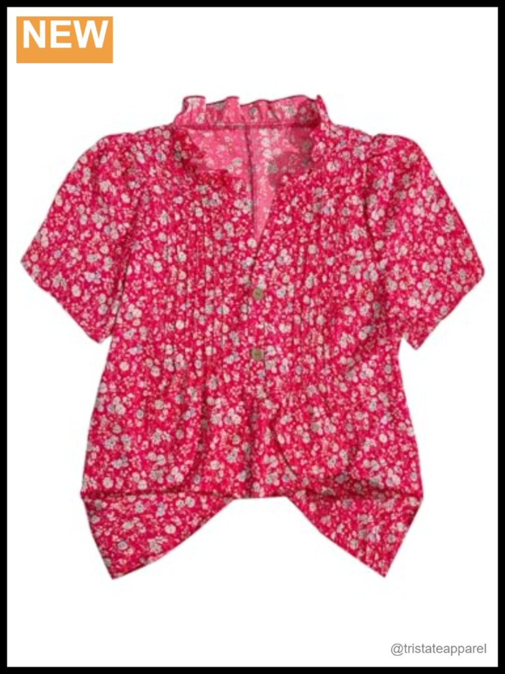 Plus Size Floral Button Down Shirt Blouse Crew Neck Short Sleeve Polyester